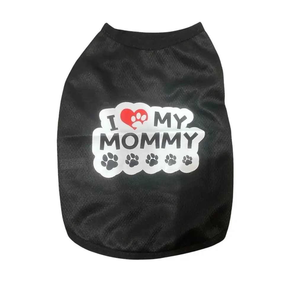 I Love My Mommy Pet T-Shirt in Black, Size XS